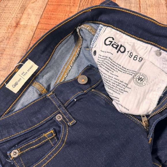 Gap 1969 True Skinny Jeans Womens 2 Short Dark Indigo Blue Denim Stretch 26S - Picture 6 of 7